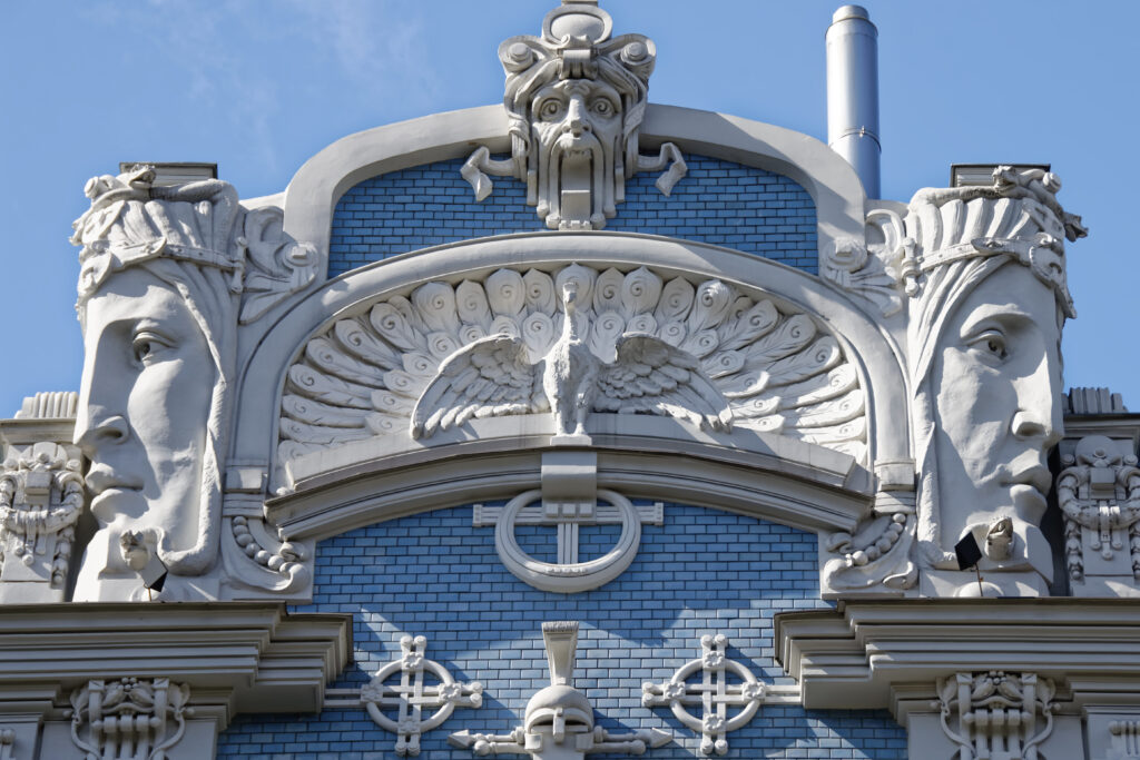 Neustadt art nouveau architecture house facade, Latvia, Riga