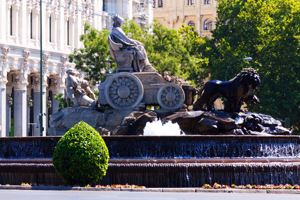 The Cibeles Fountain at Plaza de Cibeles. Madrid, Spain.